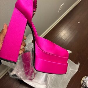 Trendy Pink Versace Platform Heels